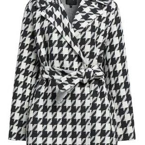 Houndstooth Wool Coat